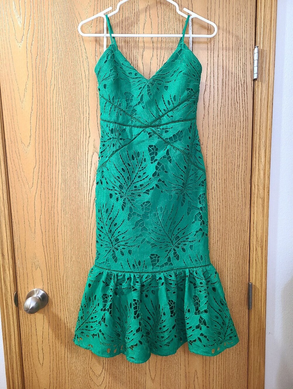 Revolve Lovers + Friends Flossie Monstera Leaf Lace Vacation Mermaid Dress